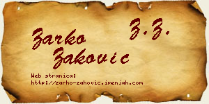 Žarko Zaković vizit kartica